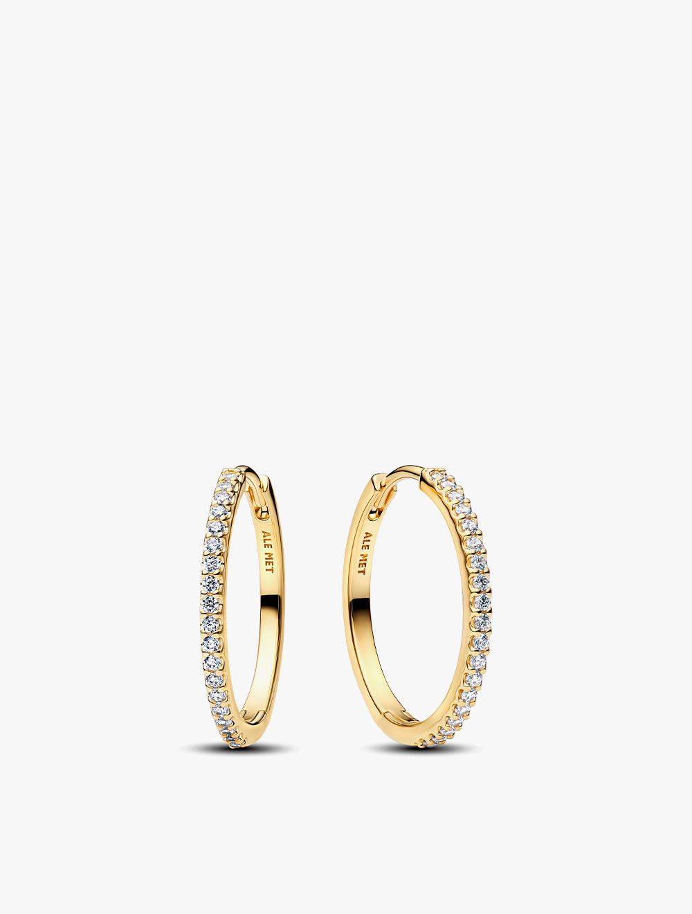 PANDORA 14K Gold-Plated Hoop Earrings with Clear Cubic Zirconia, 22 mm