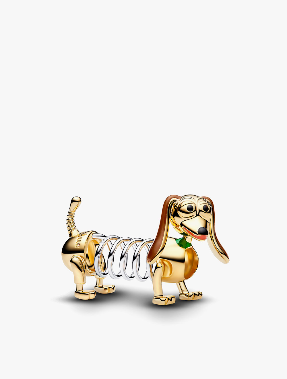PANDORA Disney Toy Story Slinky Dog 14K Gold-Plated and Sterling Silver Charm with Brown, Black, Red