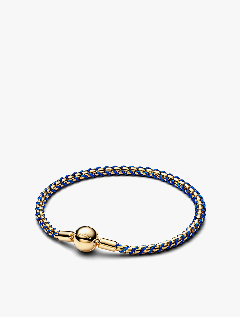 PANDORA Braided 14K Gold-Plated Box Chain Bracelet with Blue Textile Cord - 23