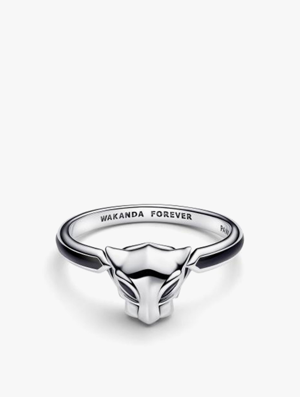 PANDORA Marvel Black Panther Sterling Silver Ring with Black Crystal and Black Enamel - 52