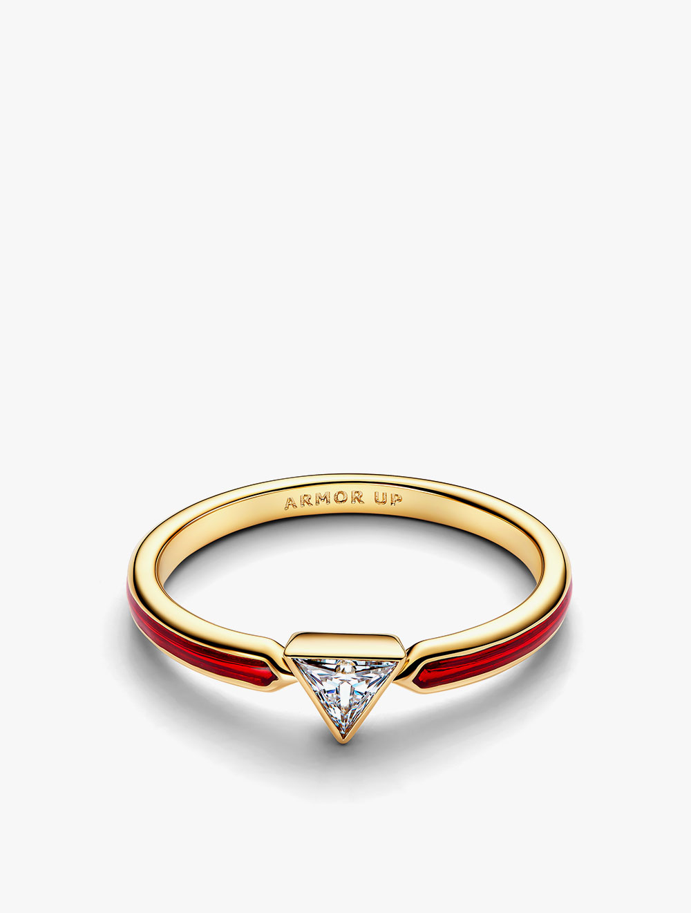 PANDORA Marvel Iron Man 14k Gold-Plated Ring with Clear Cubic Zirconia and Red Enamel - 50