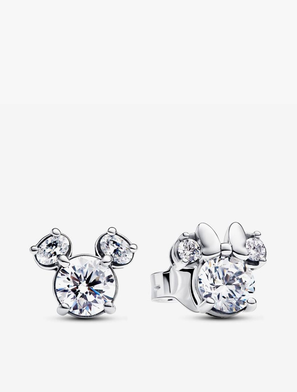 PANDORA Disney Mickey and Minnie silhouette sterling silver stud earrings with clear cubic zirconia