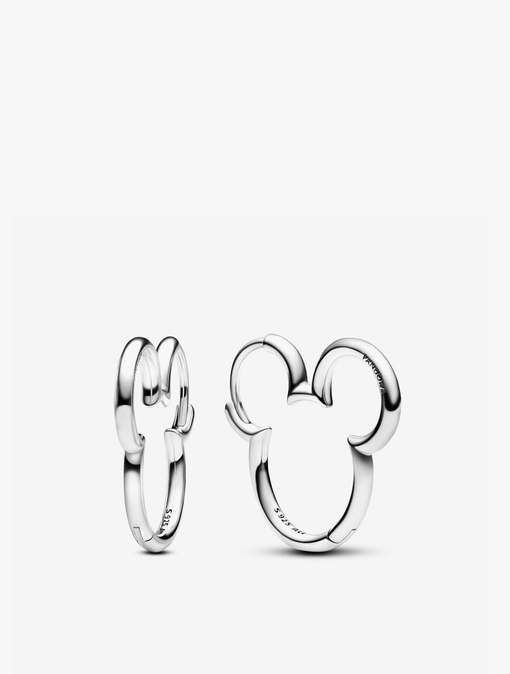 PANDORA Disney Mickey silhouette sterling silver hoop earrings