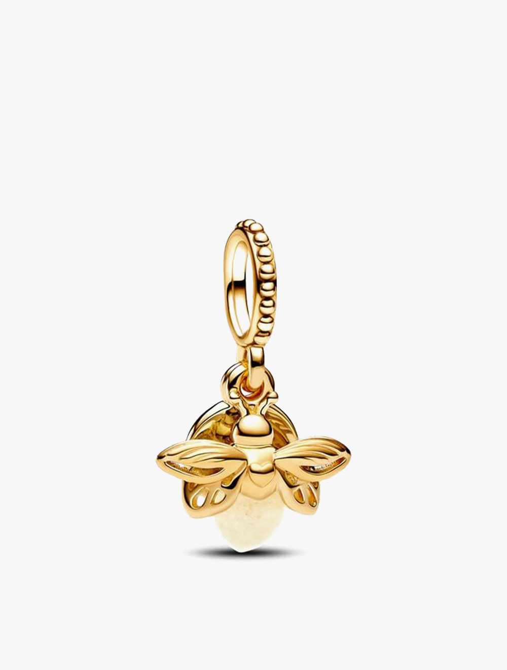PANDORA Firefly 14k gold-plated dangle with yellow photoluminescent glass