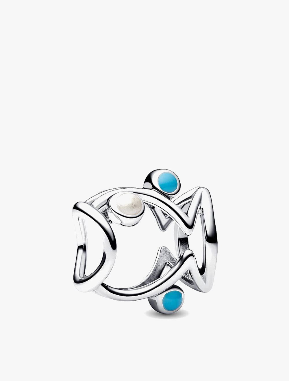PANDORA Fish sterling silver charm with shimmering white and turquoise enamel