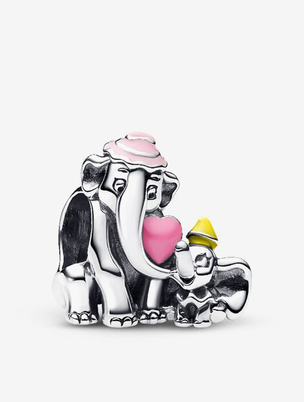 PANDORA Disney Dumbo and Mum sterling silver charm with pink and yellow enamel