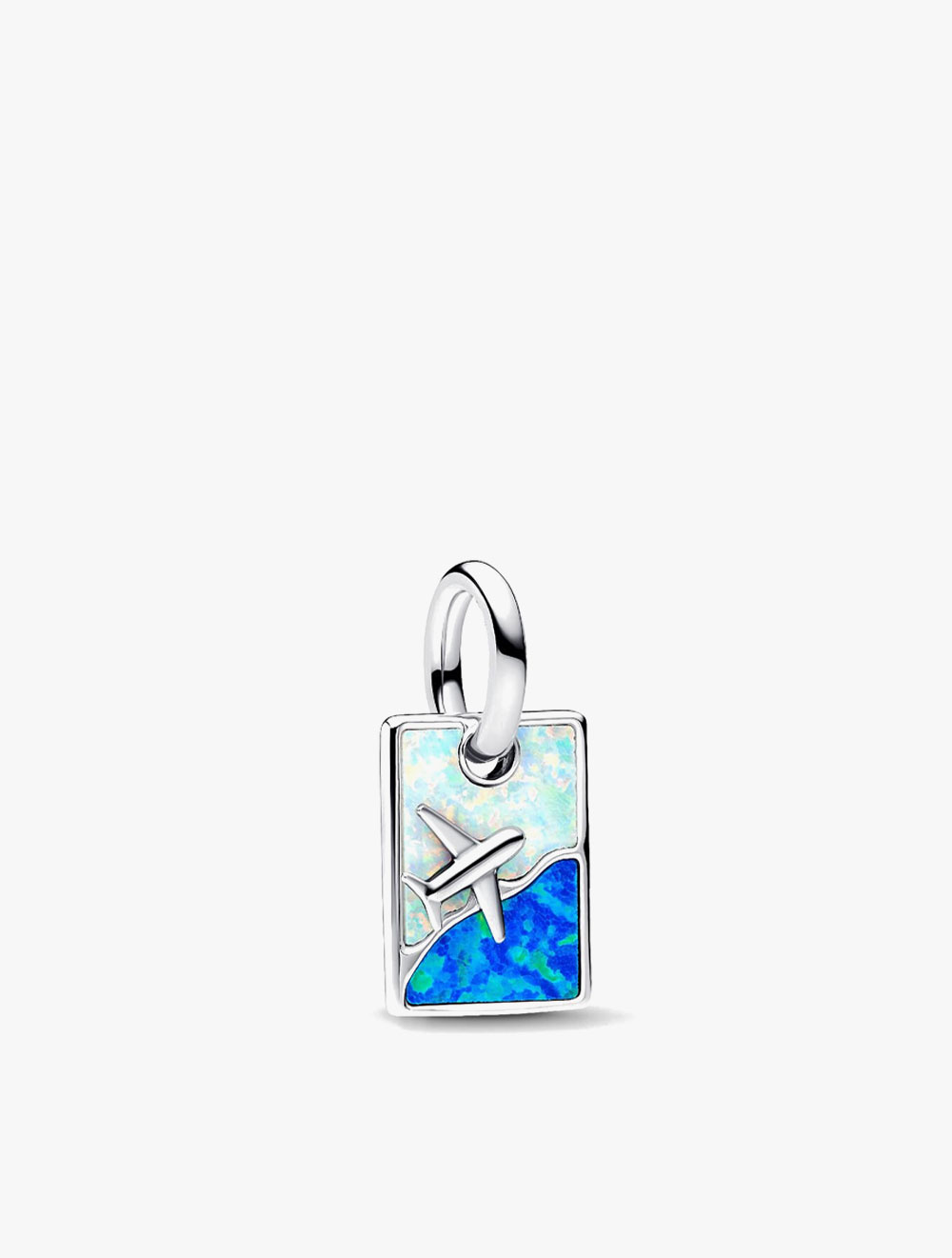 PANDORA Travel sterling silver dangle with white and blue lab-created opal