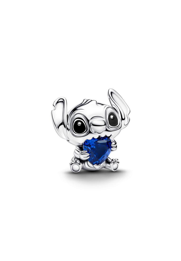 PANDORA Disney Stitch sterling silver charm with princess blue crystal and black enamel