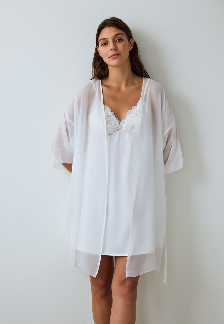 Penti Off White Bridal Charming Short Sleeve Bridal Dressing Gown