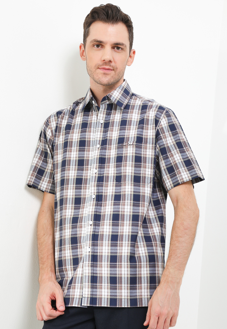 Pierre Cardin Kemeja Lengan Pendek Pierre Cardin Iron Oxygen Check - Blue Smart Casual Look