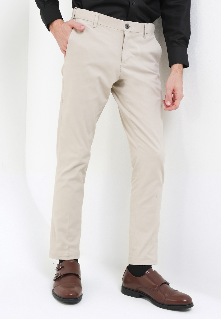 Pierre Cardin Celana Panjang Chino Pria Badlands Beige