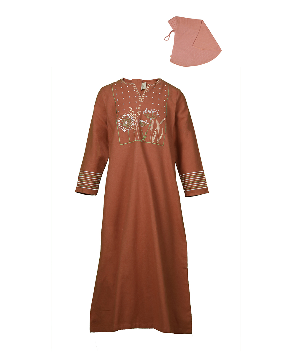 PITODITO Pito Dito Girl Hamidah Dress Gamis Anak Terakota