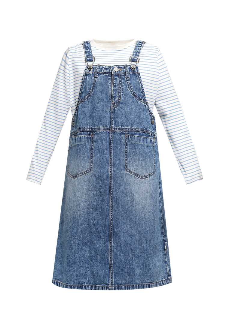 PITODITO Pito Dito Girl Zircon Overall Dress Midi Anak Biru - Size 4