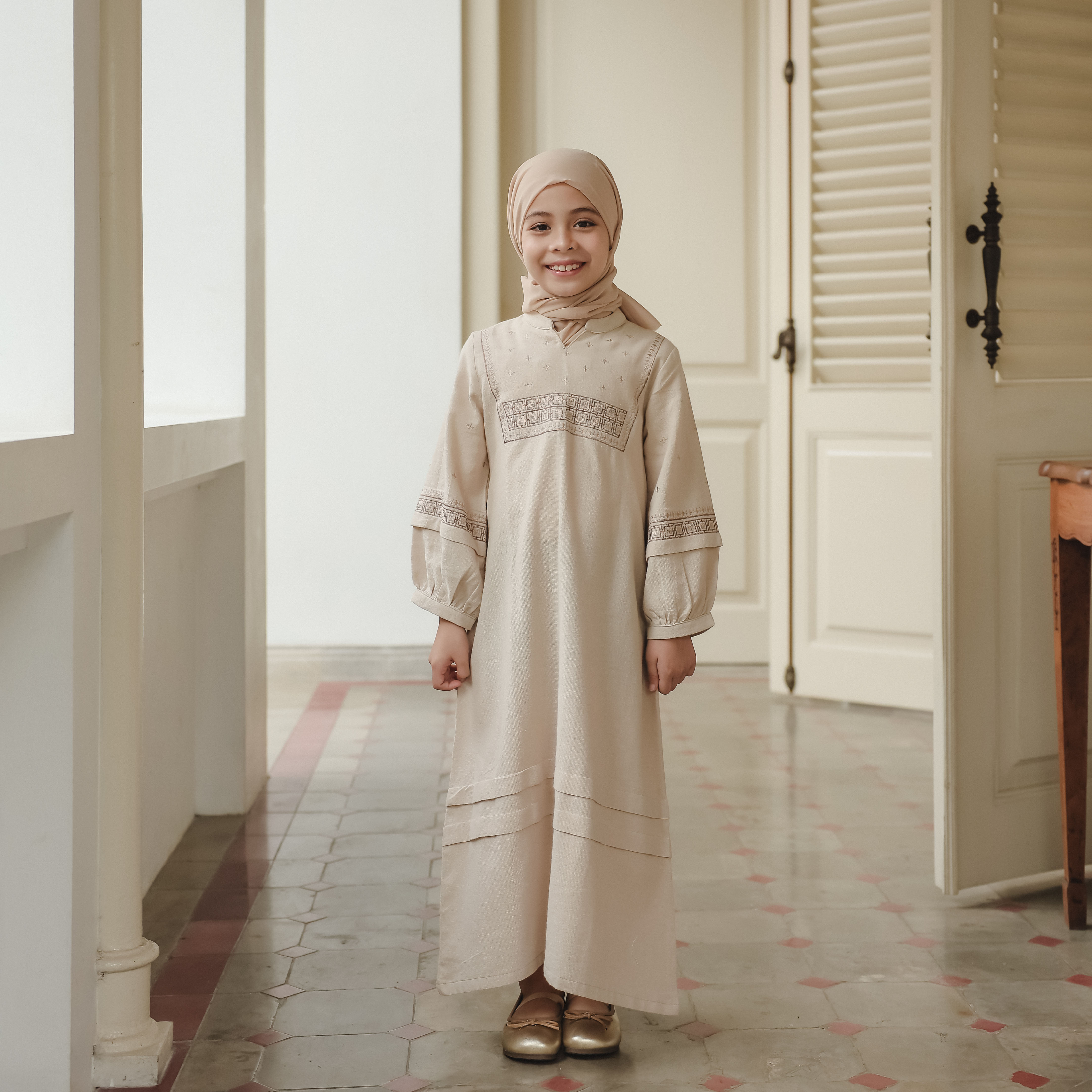 PITODITO Pito Dito Girl Rafsan Gamis Dress Anak Coklat Muda