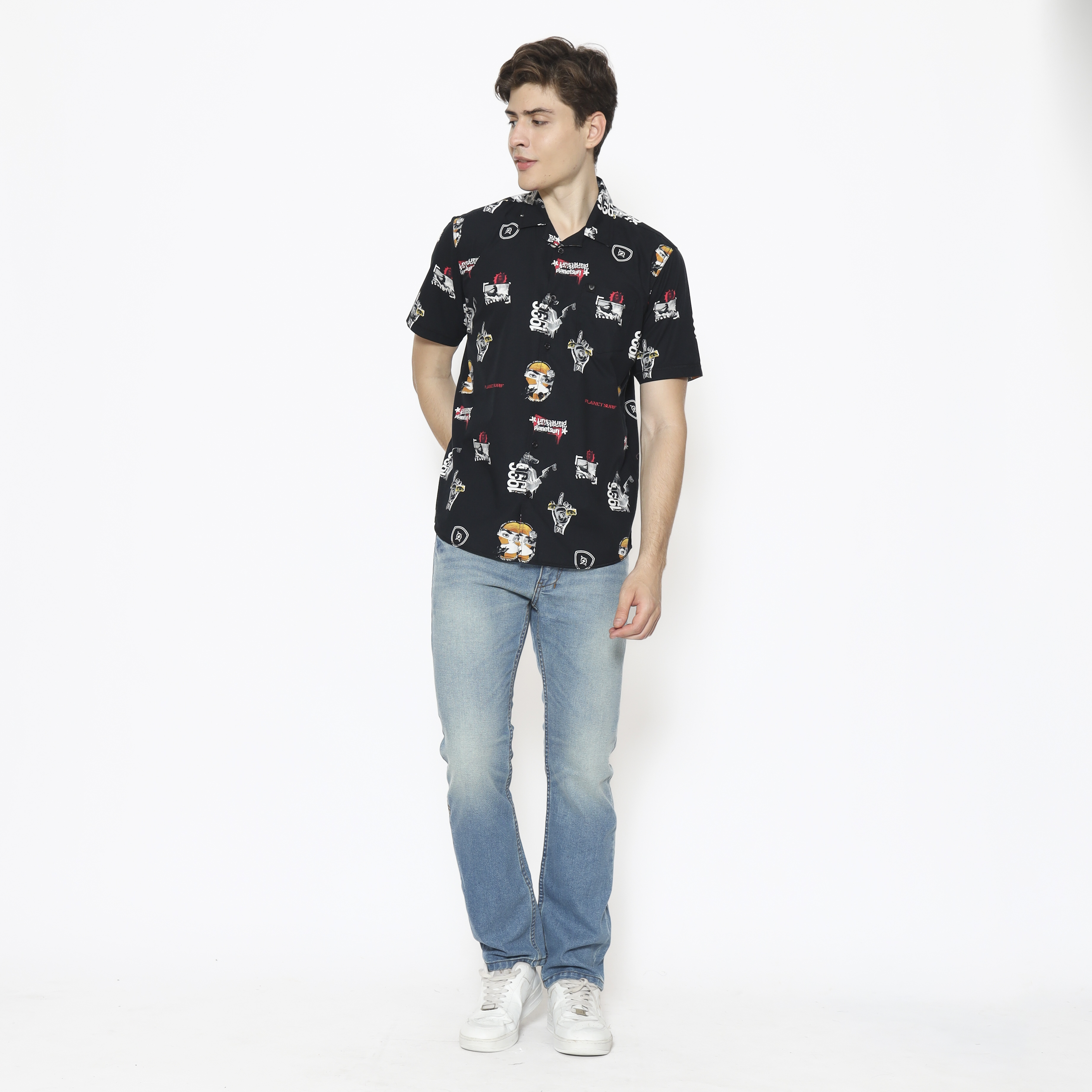Planet Surf Clothing kemeja lengan pendek Pria Danken Planet Surf