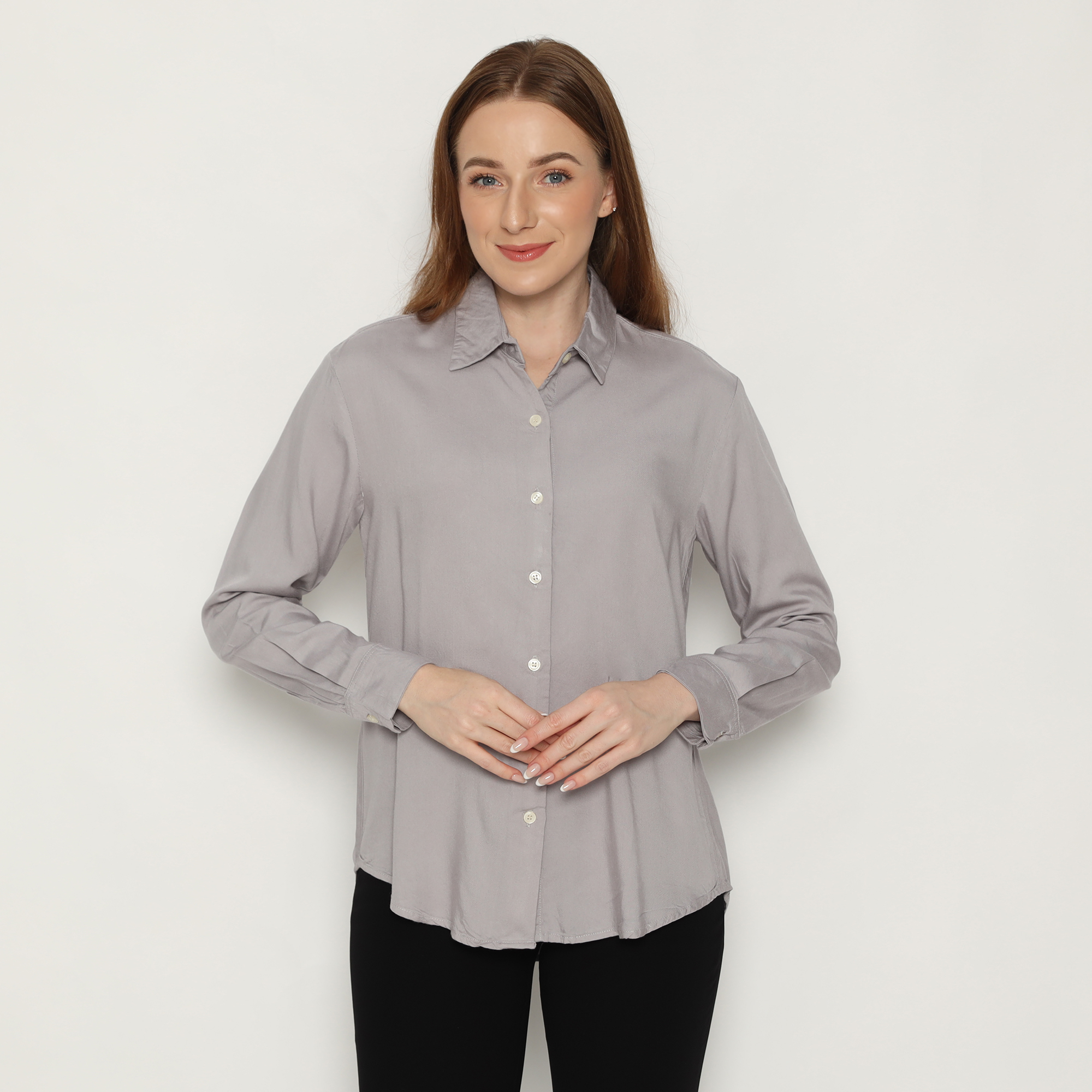Platini Kemeja Wanita Polos Lengan Panjang Katun Rayon 62000