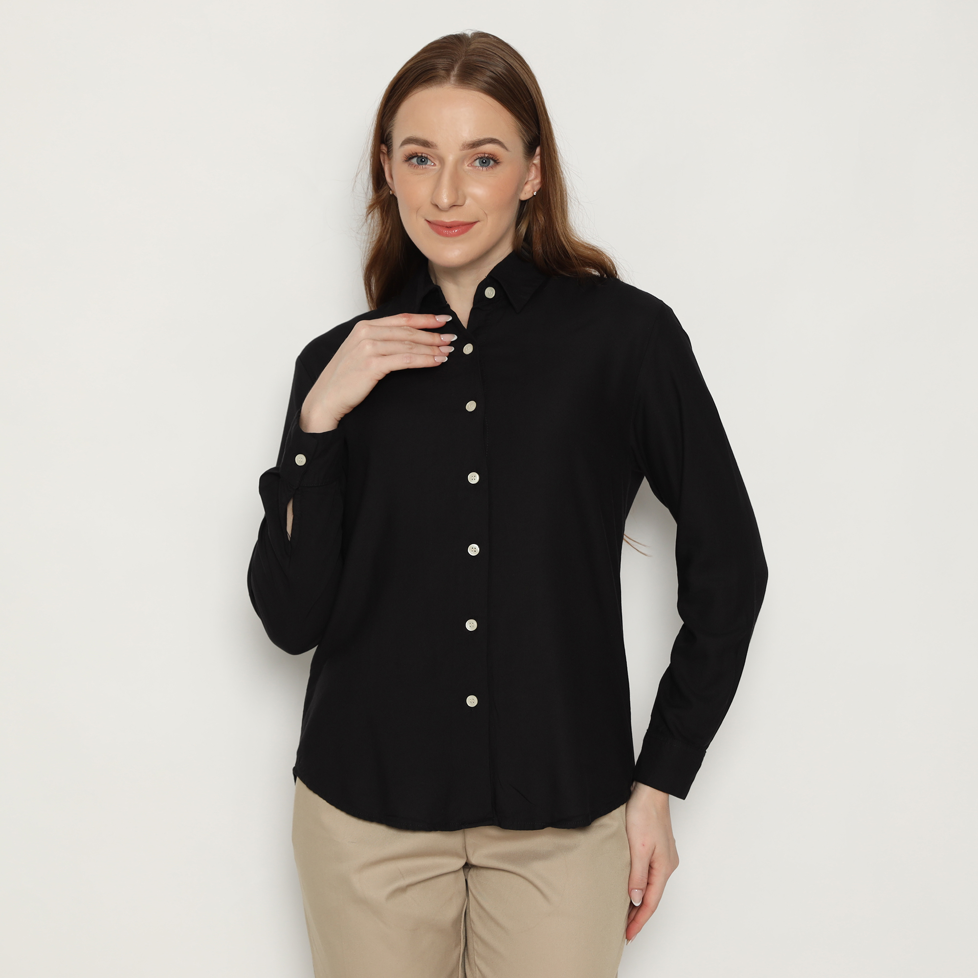Platini Kemeja Wanita Polos Lengan Panjang Katun Rayon 62000