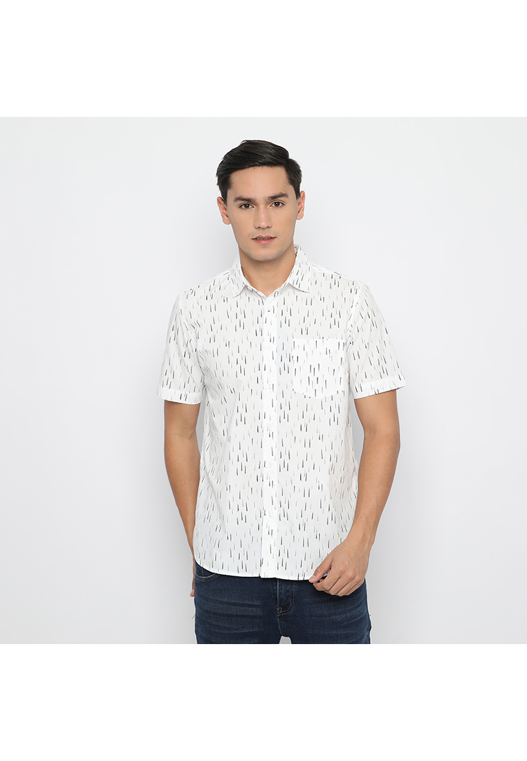 Platini Kemeja Motif Pria Lengan Pendek Putih 132158