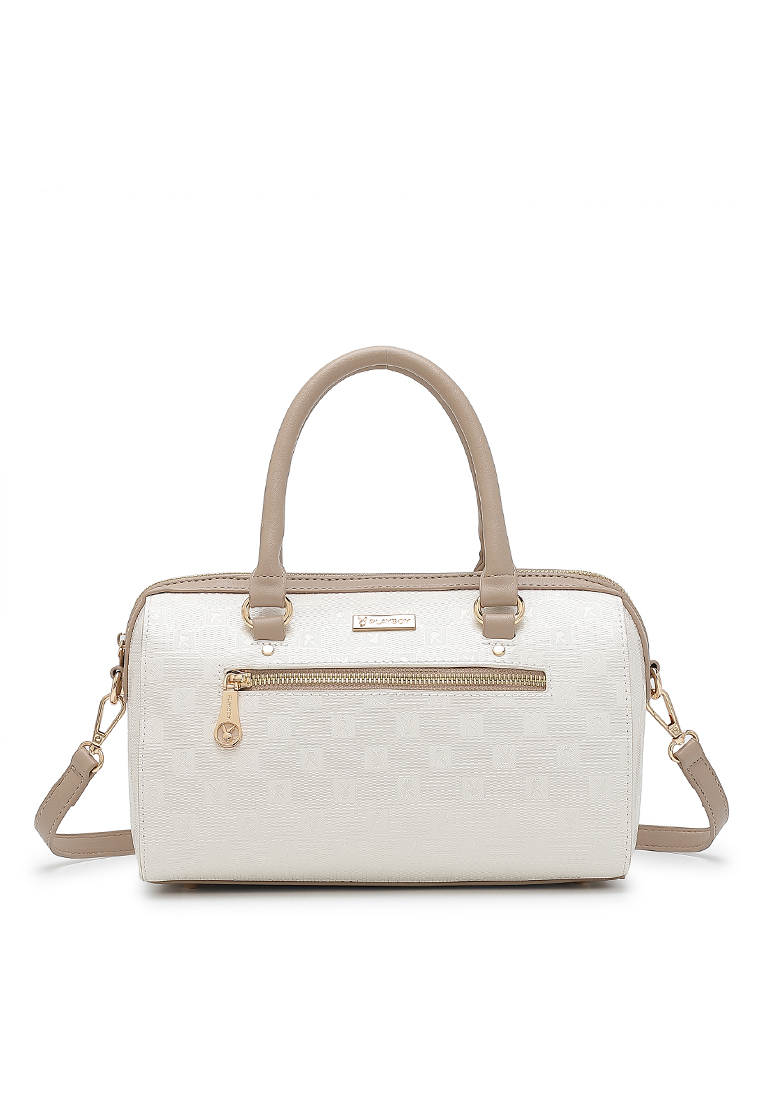 PLAYBOY BUNNY Women's Top Handle Bag / Sling Bag / Crossbody Bag / Shoulder Bag - White