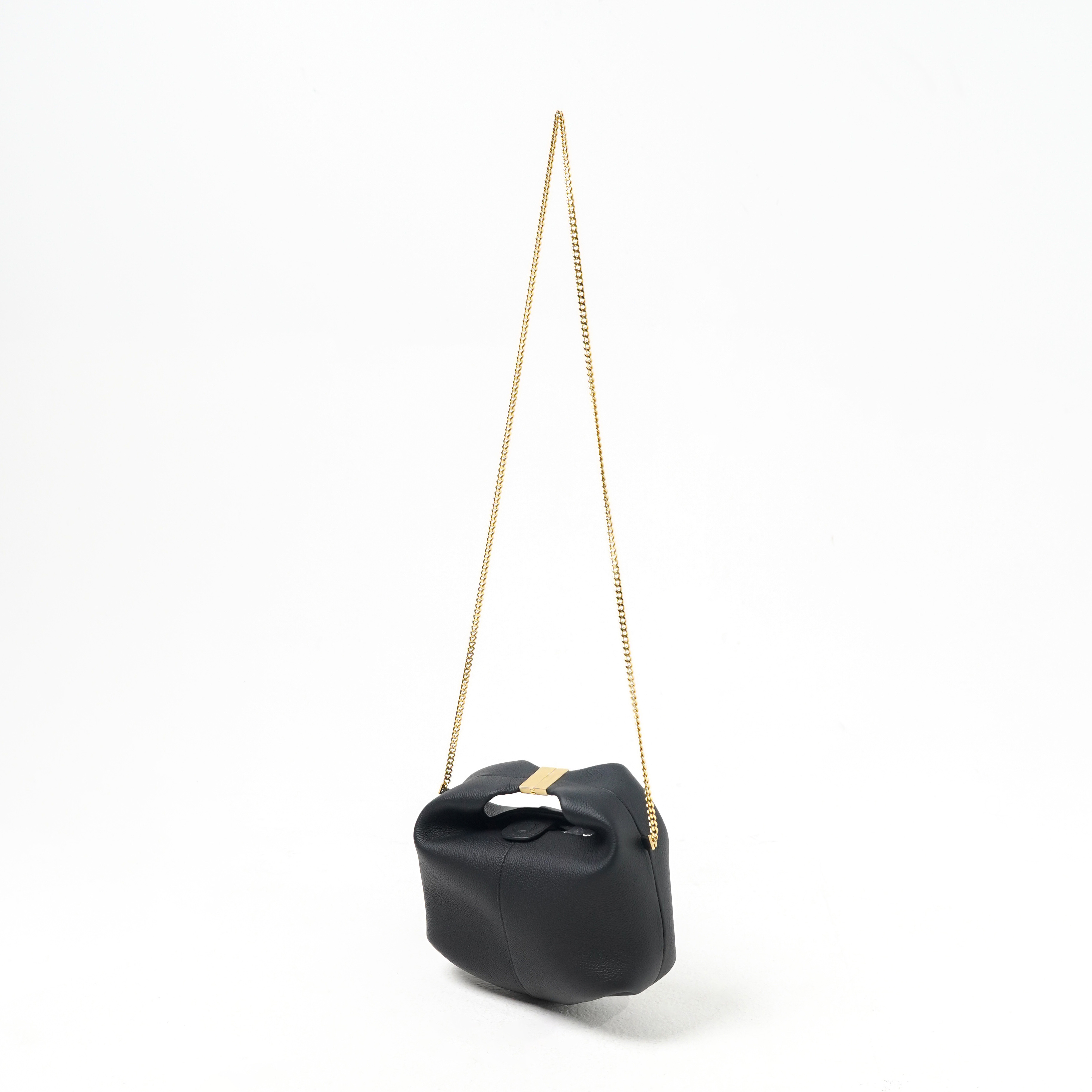 Polene Tas POLENE BERI CHAIN TEXTURE LEATHER BLACK SHOULDER BAG 100% ORIGINAL