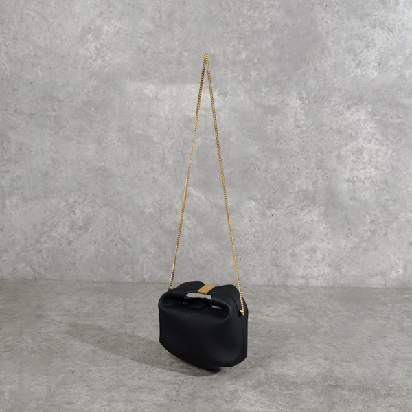 Polene Tas POLENE BERI CHAIN TEXTURE LEATHER BLACK SHOULDER BAG 100% ORIGINAL