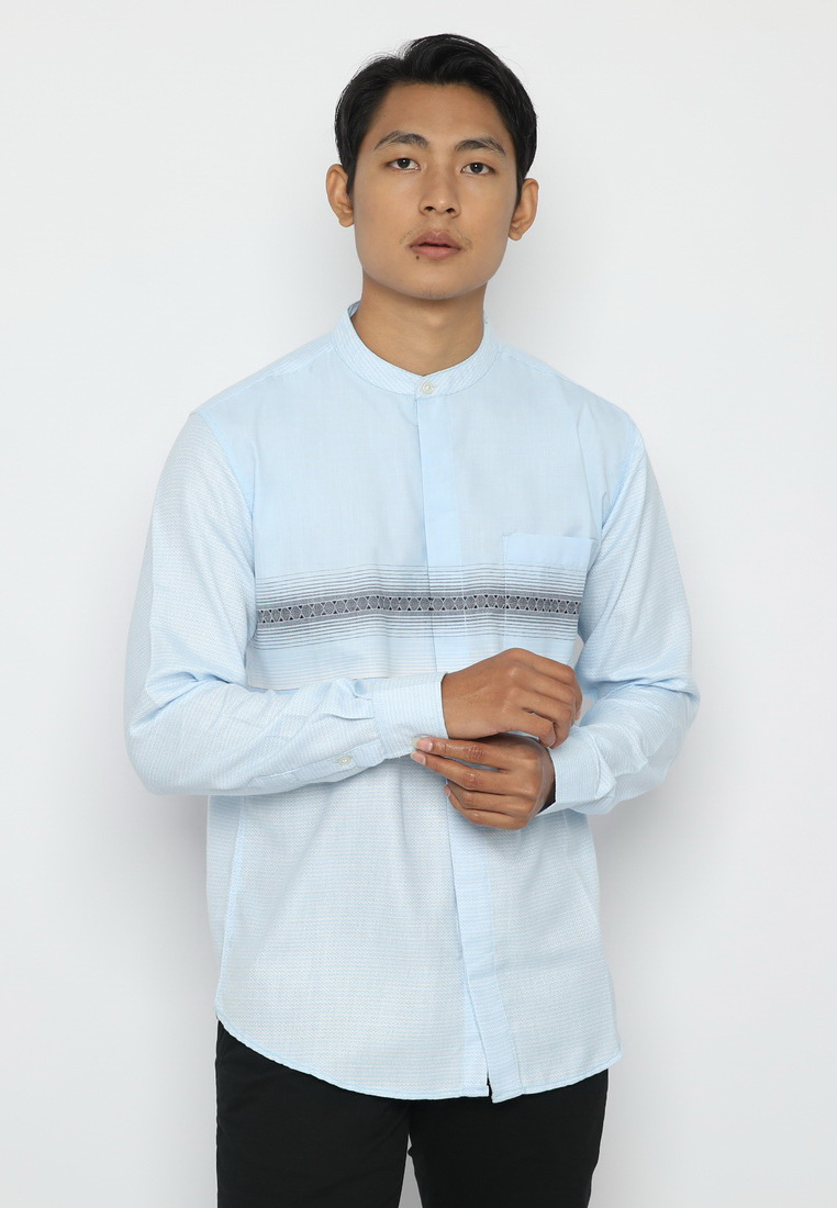 Police Denim POLICE Kemeja Koko Border Pria 207260062 Blue