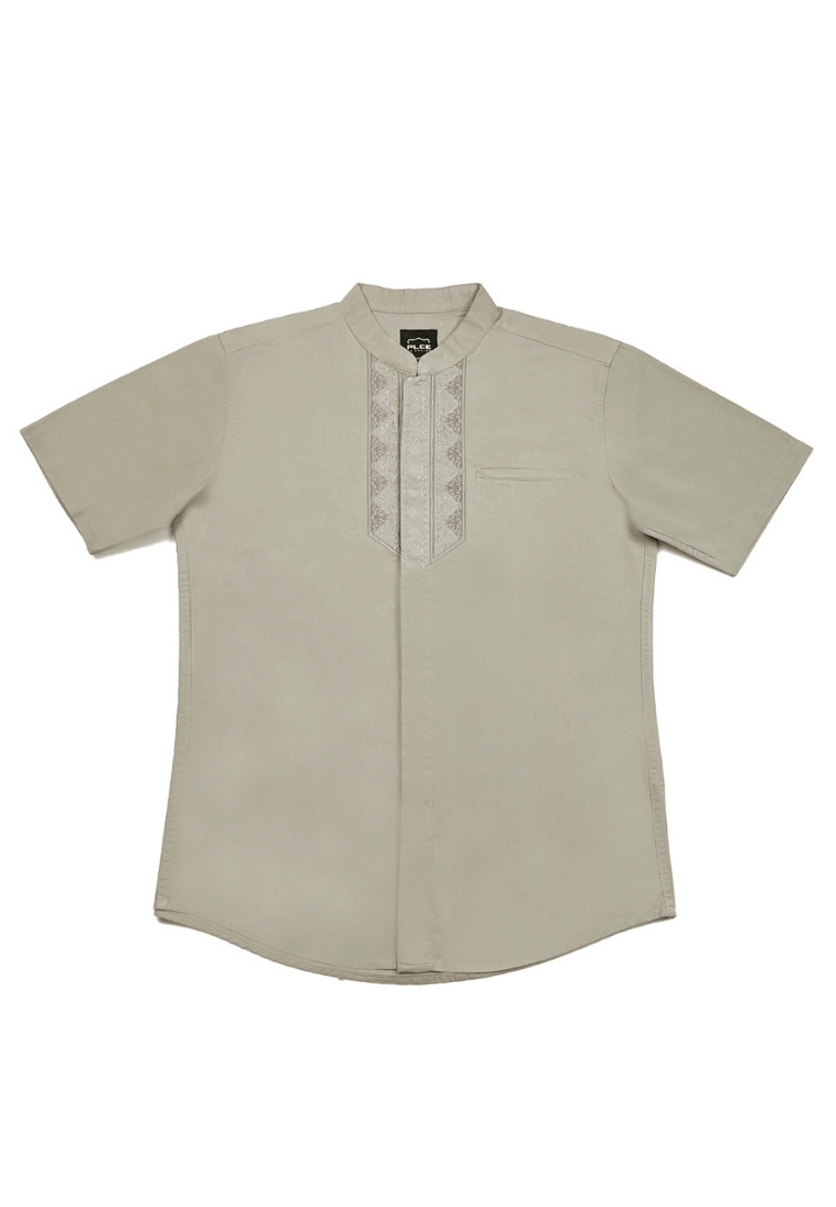 Police Denim POLICE Kemeja Koko Bordir Cotton Light Sage Regular Fit Pria