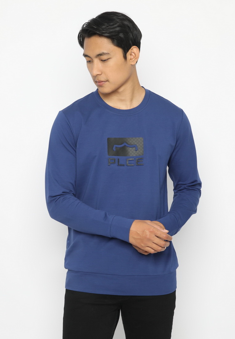 Police Denim POLICE Sweater Lengan Panjang Emboss Print Pria 2692120083