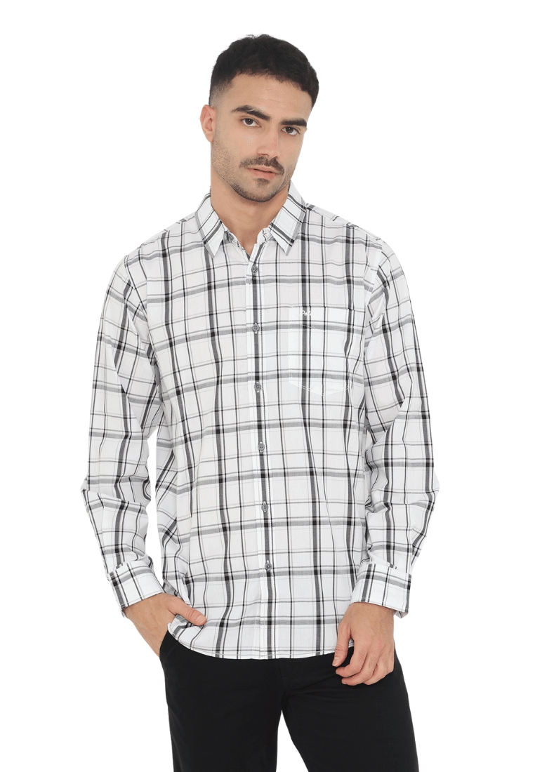Police Denim POLICE Kemeja Kotak Yarndyed Regular Fit Lengan Panjang Pria