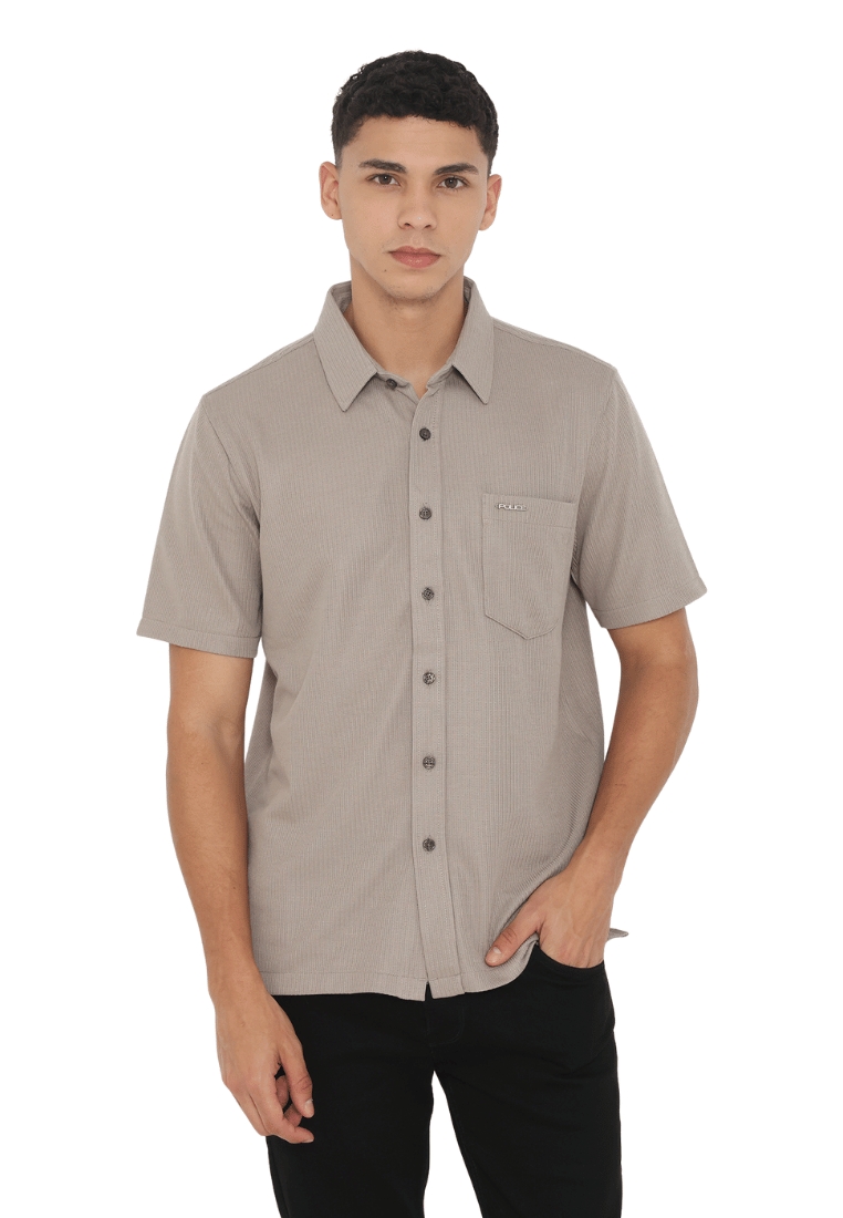 Police Denim POLICE Kemeja Knit Premium Stone Logo Plat Besi Regular Fit Pria