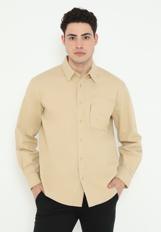 Police Denim POLICE Kemeja Polos Basic Regular Fit Lengan Panjang Pria