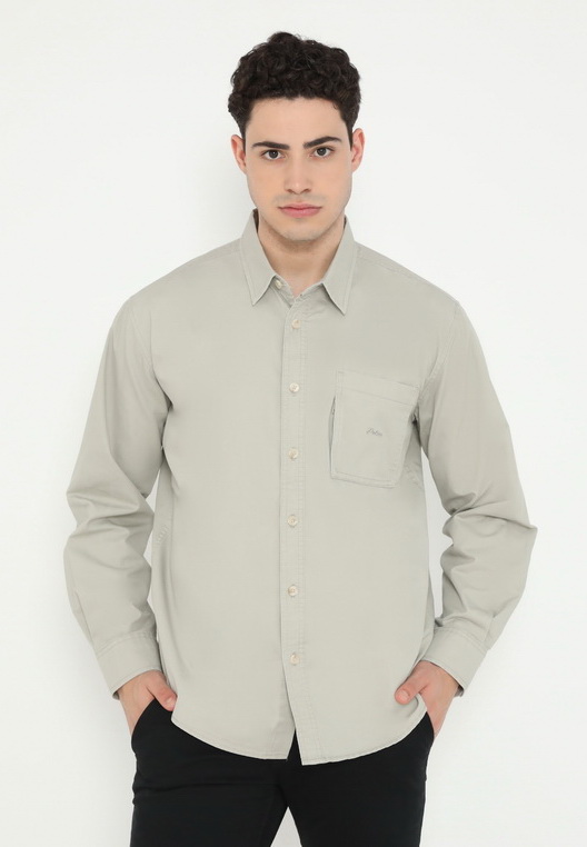 Police Denim POLICE Kemeja Polos Basic Regular Fit Lengan Panjang Pria