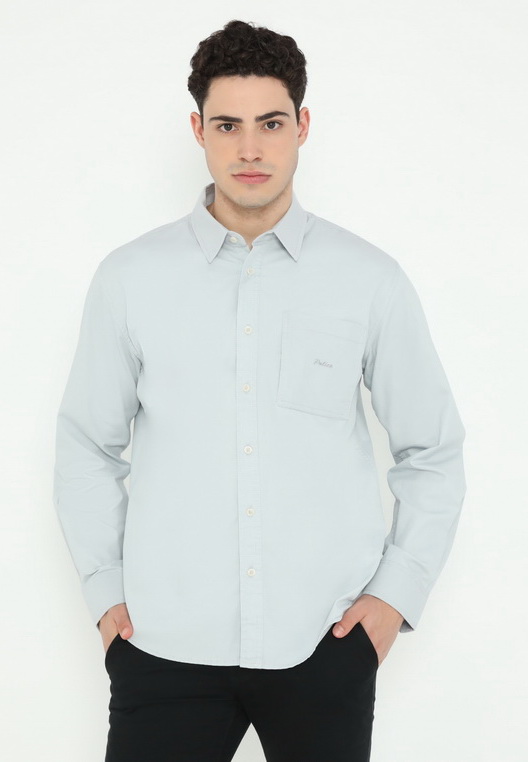 Police Denim POLICE Kemeja Polos Basic Regular Fit Lengan Panjang Pria