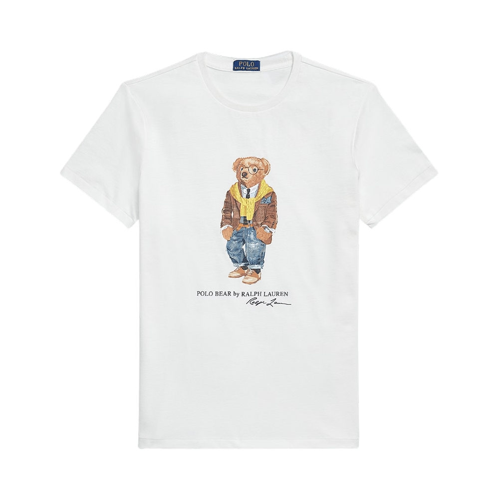 Polo Ralph Lauren Custom Slim Fit Polo Bear Jersey T-Shirt Hudson Valley Bear White
