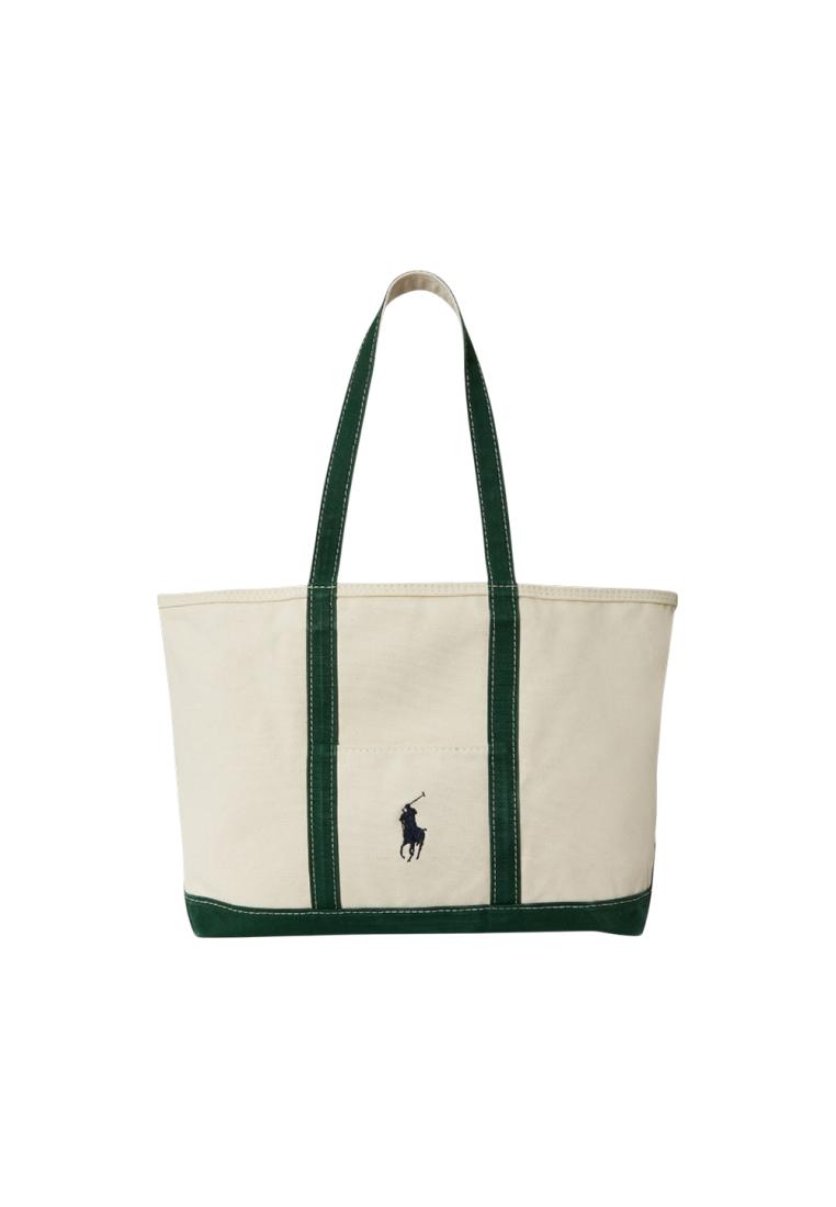 Polo Ralph Lauren Canvas Tote Bag with Big Pony Beige Green