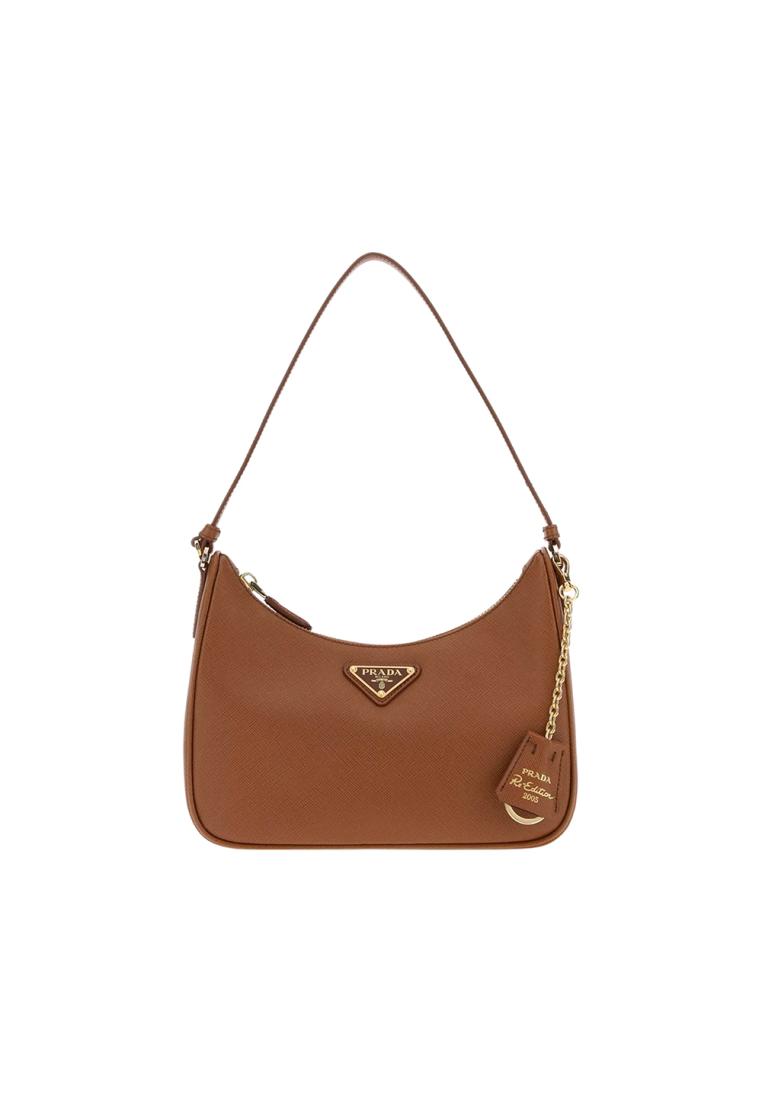 Prada Re-Edition 2005 Saffiano Leather Mini Hobo Bag Cognac