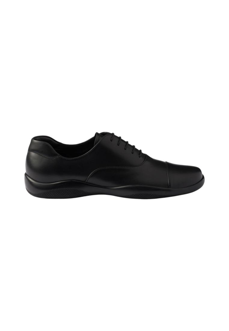 Prada Toblach Laced Calfskin Leather Shoes Black