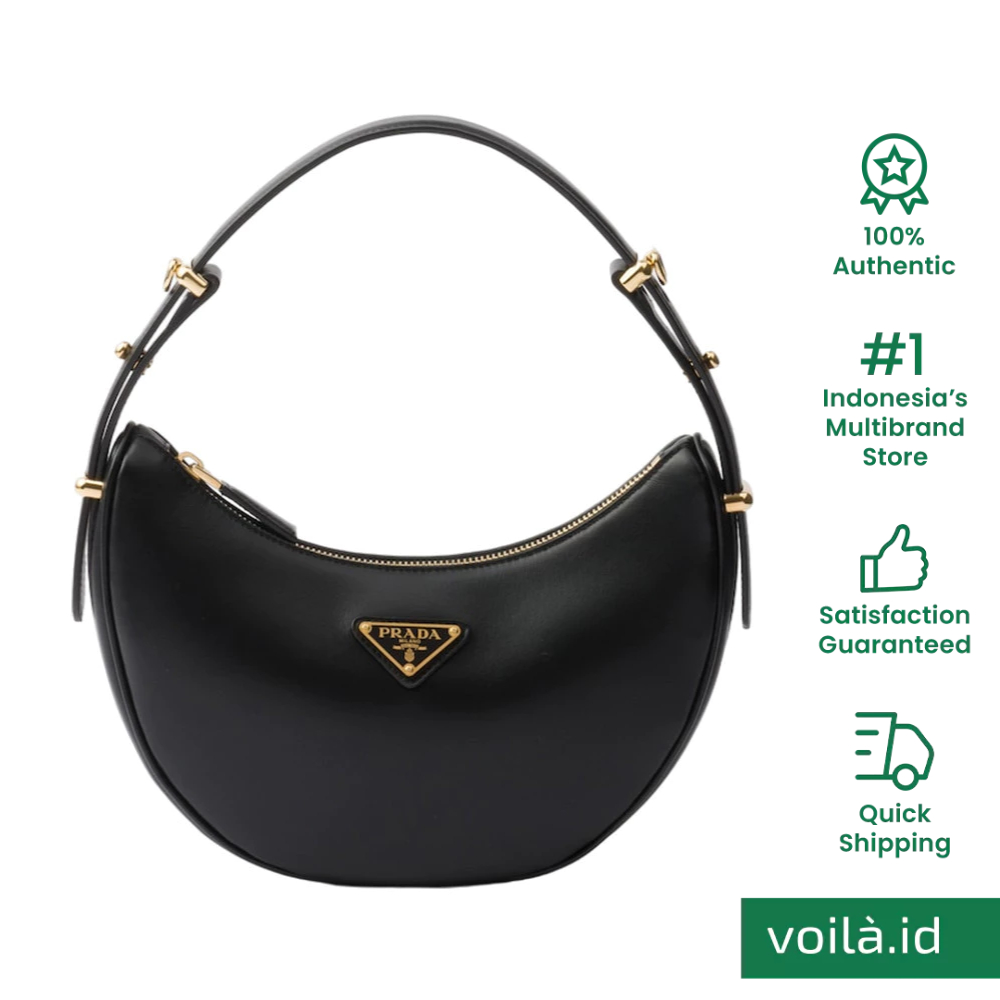 Prada Arqué Leather Shoulder Bag Black