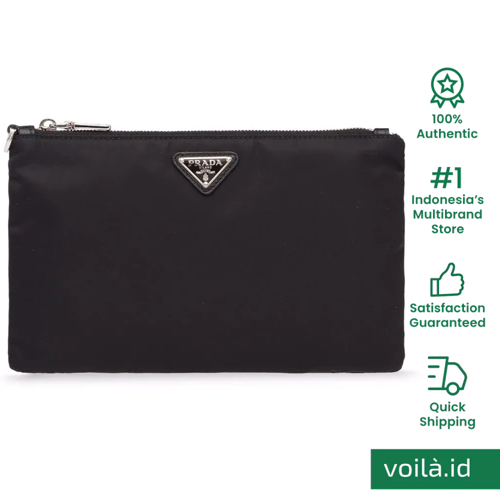 Prada Re-Nylon and Saffiano Leather Pouch Black