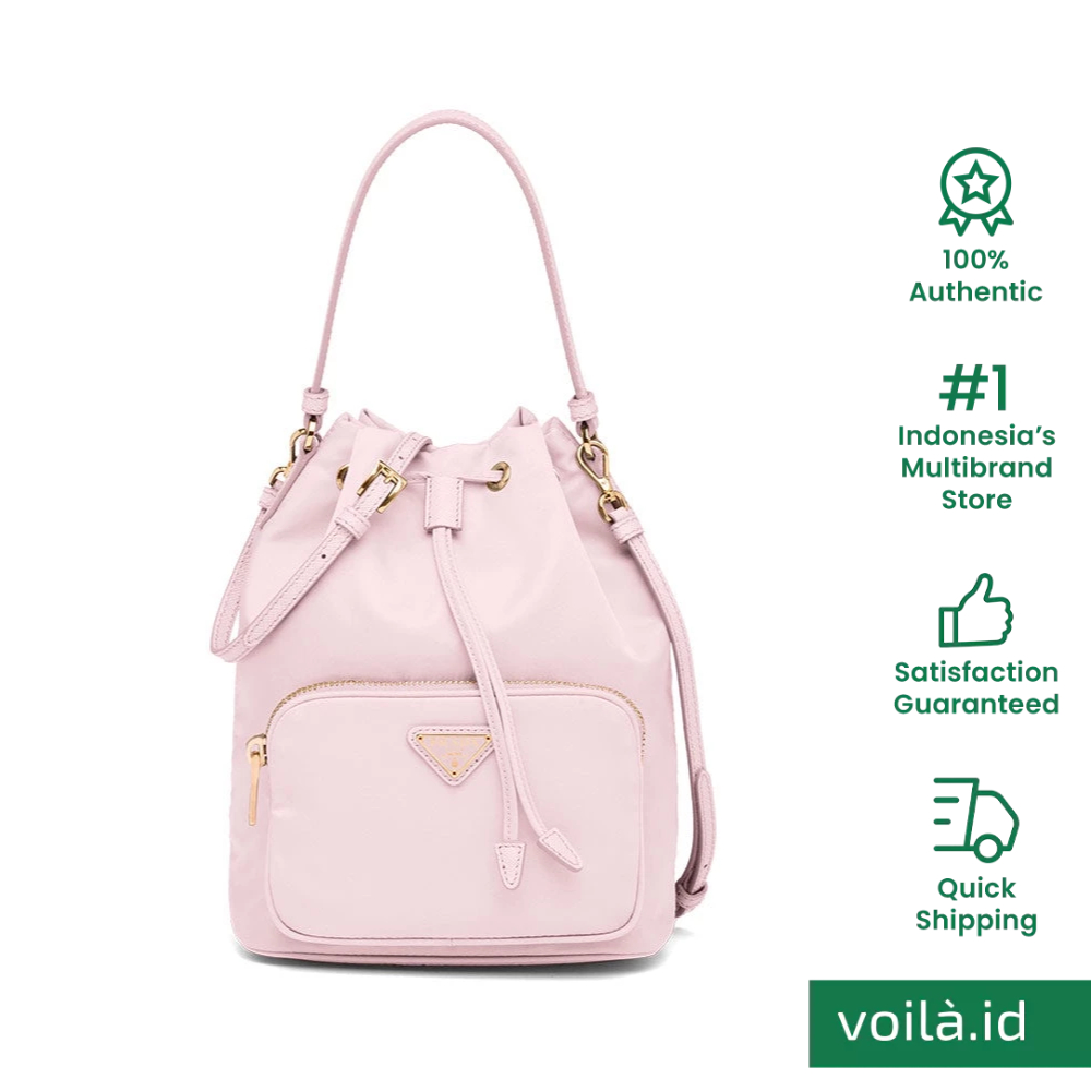 Prada [9.9ANTI GAYA] Duet Re-Nylon Bucket Shoulder Bag Alabaster Pink