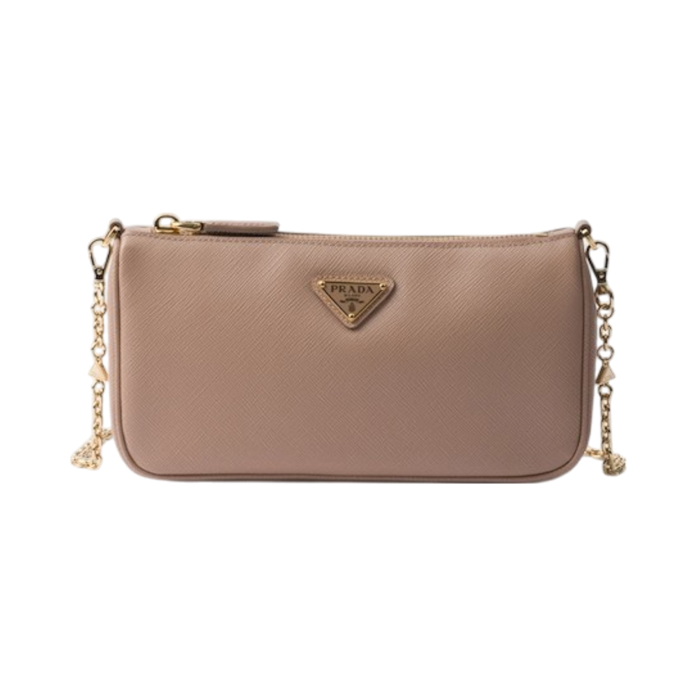 Prada Saffiano Leather Chain Mini Bag Powder Pink