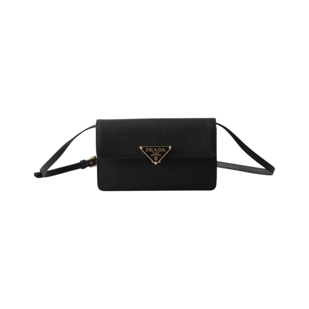 Prada Push-Lock Clasp Mini Saffiano Leather Bag Black