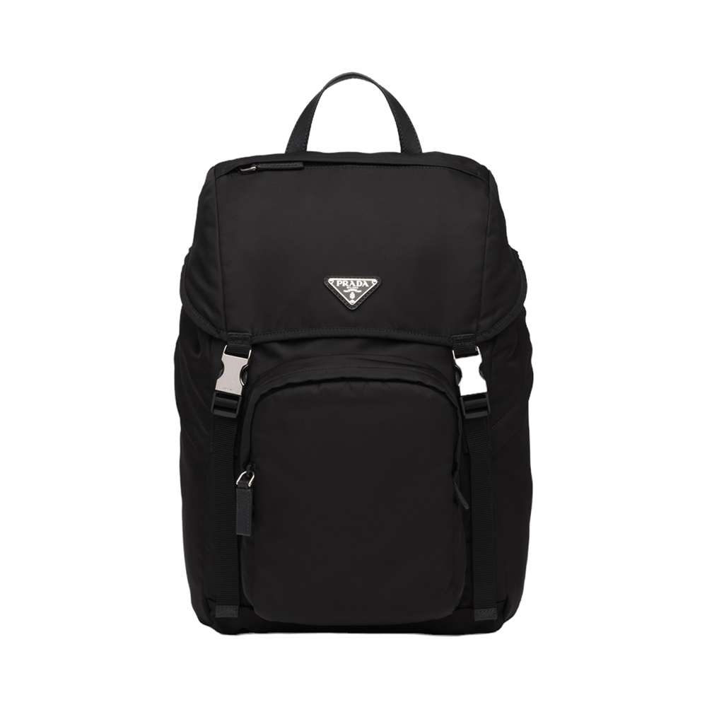 Prada Re-Nylon and Saffiano Leather Backpack Black