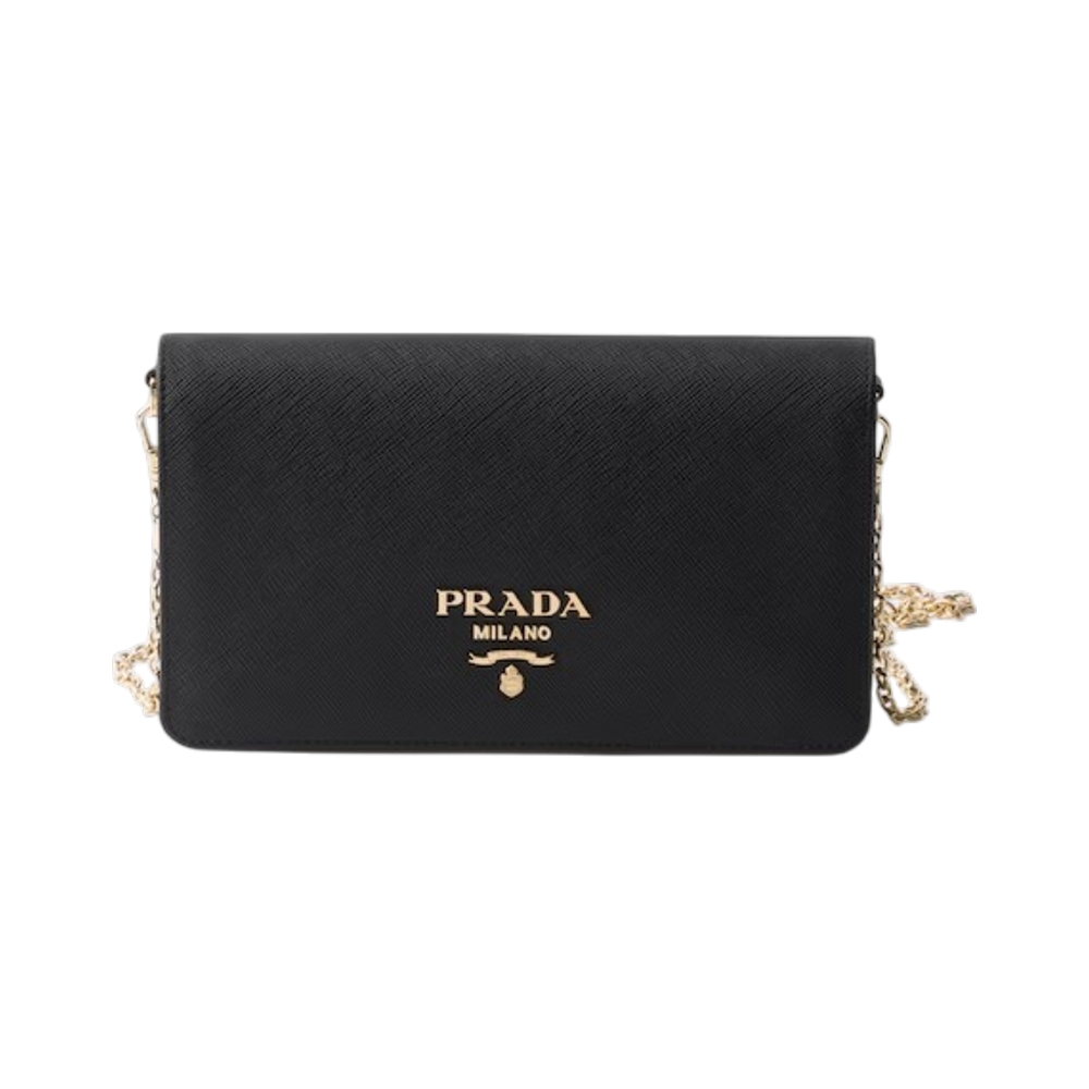 Prada Mini Saffiano Leather Bag with Mirror Black Ghw