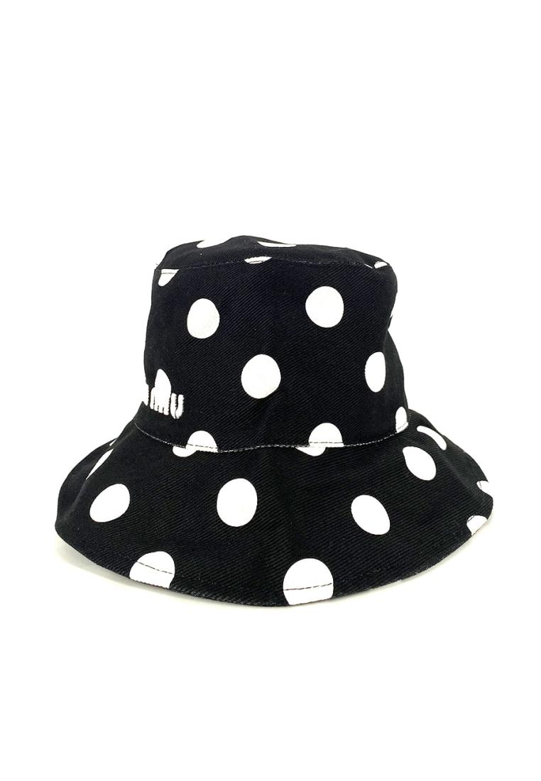 Prada Miu Miu Polka Dot Bucket Hat Black White