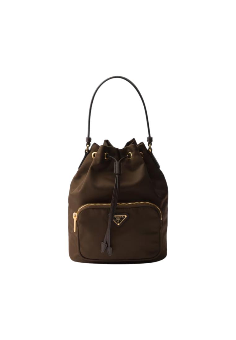 Prada Duet Re-Nylon Bucket Shoulder Bag Sienna