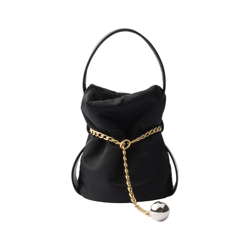 Prada Petit Sac Noir Mini Re-Nylon and Nappa Leather Bucket Bag Black