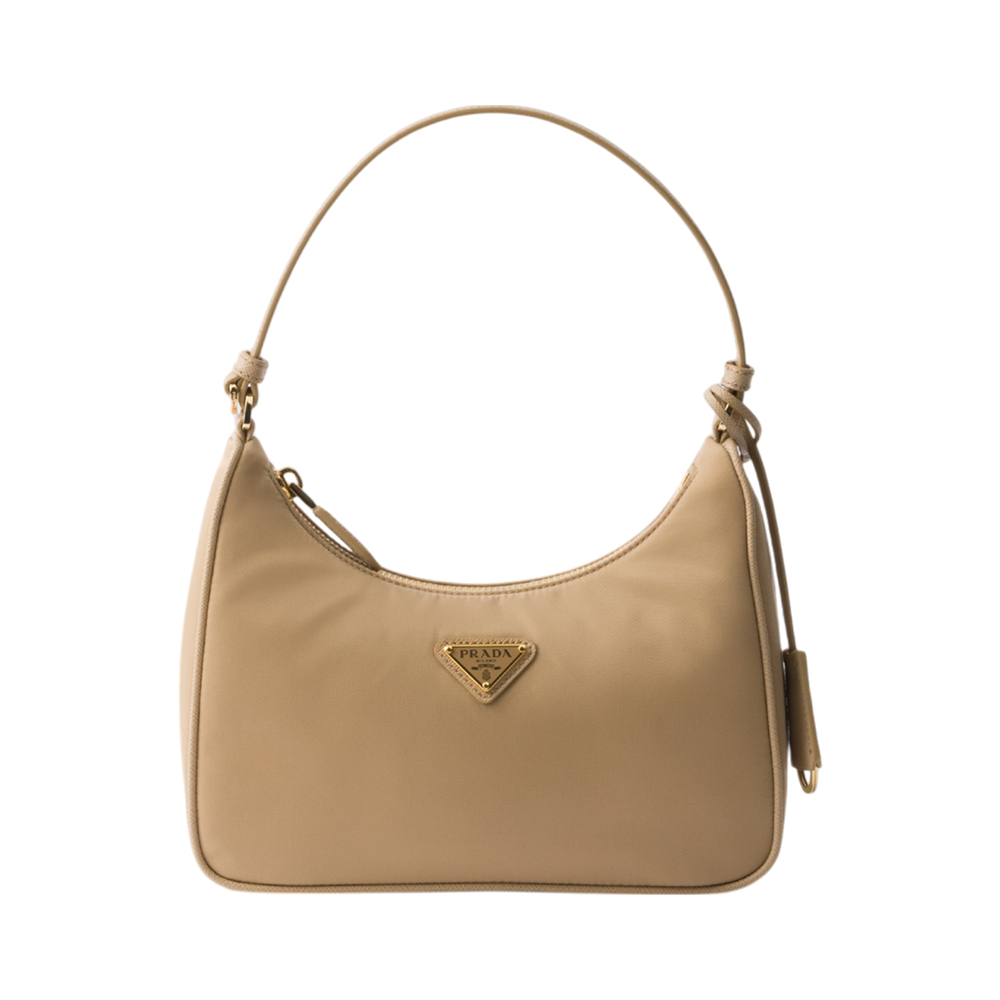 Prada Re-Edition 2005 Re-Nylon and Saffiano Mini Hobo Bag Camel