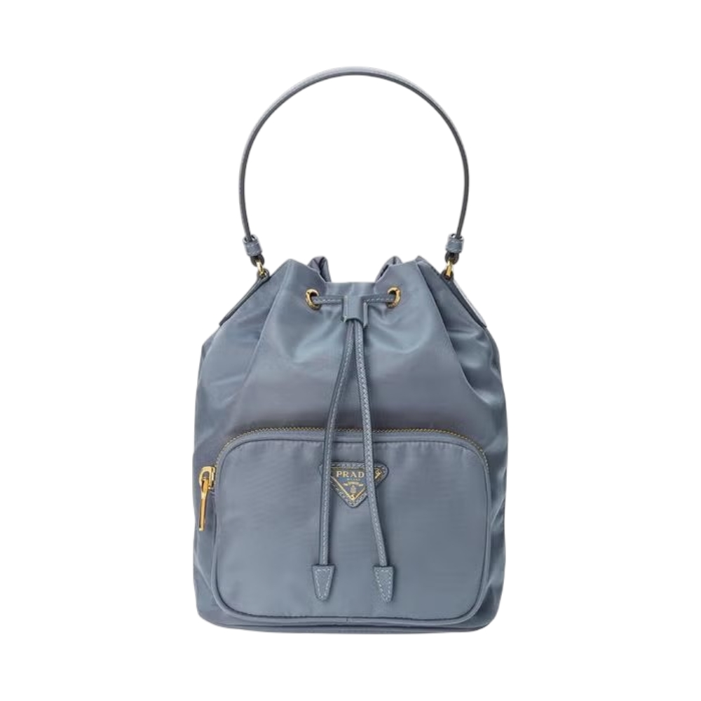 Prada Duet Re-Nylon Bucket Shoulder Bag Blue