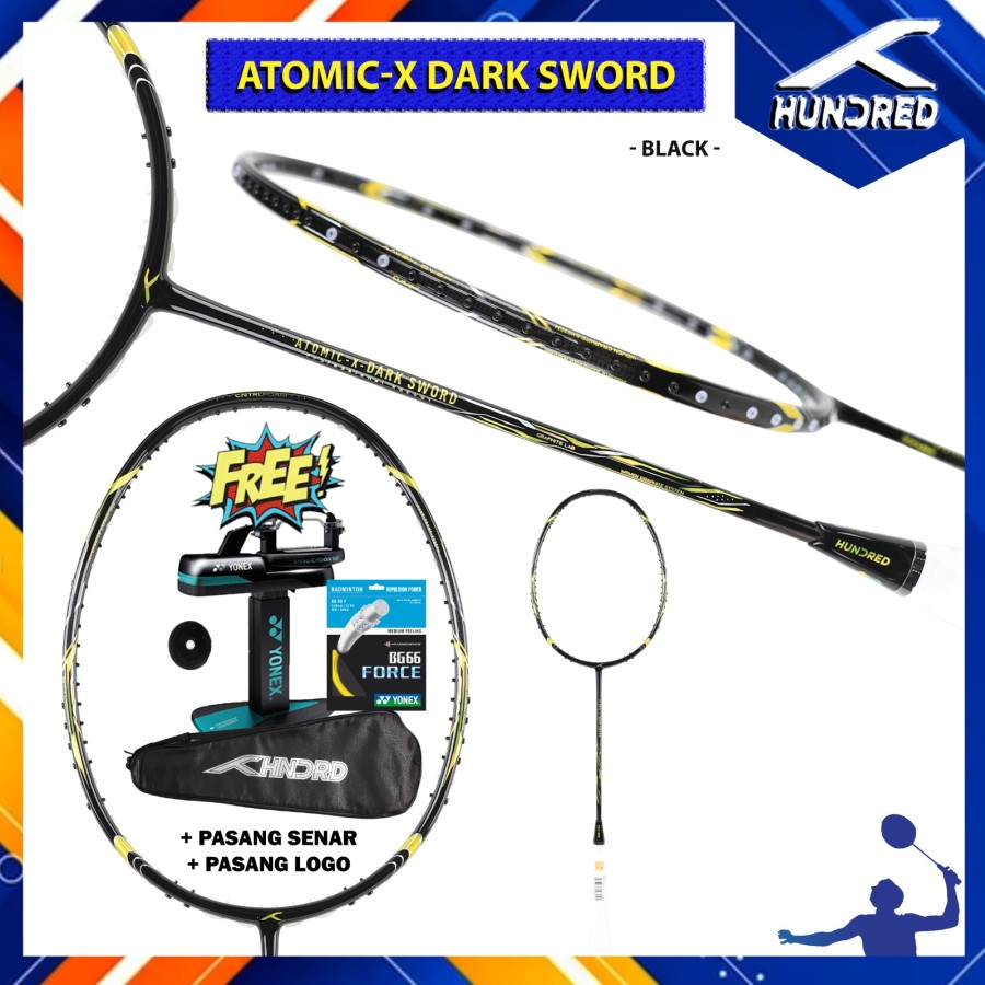 PROCHAMP RAKET BADMINTON HUNDRED ATOMIC - X / ATOMIC-X DARK SWORD PAKET BG 66 FORCE/NANOGY98/66 ULTI